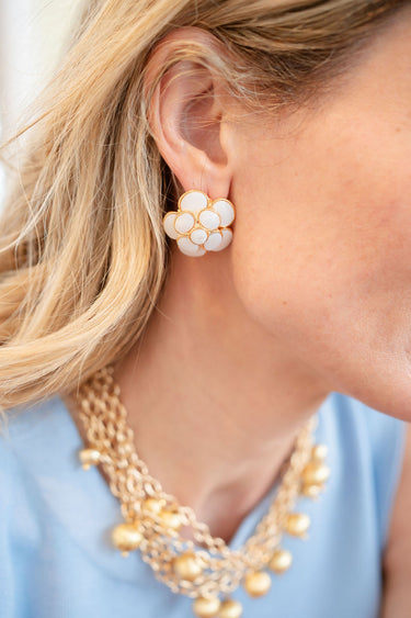 Annie - Mother of Pearl Flower Stud - 18k Gold Plated