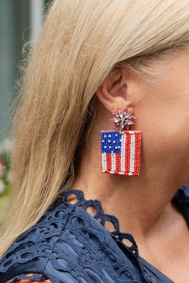 American Flag Beaded Earring - earring - Lisi Lerch