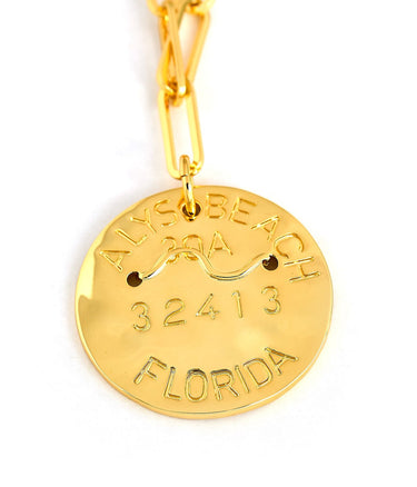 Beach Tag Charm Necklace – 18k Gold Plated - Lisi Lerch