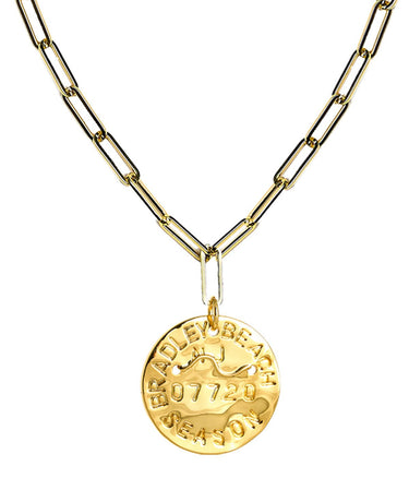 Beach Tag Charm Necklace – 18k Gold Plated - Lisi Lerch