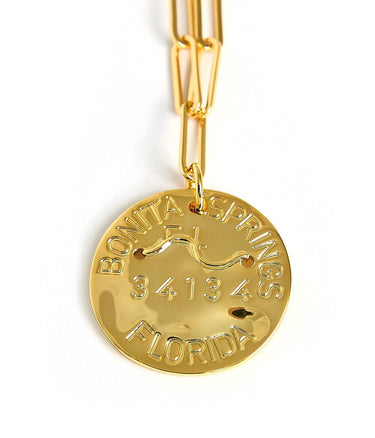 Beach Tag Charm Necklace – 18k Gold Plated - Lisi Lerch