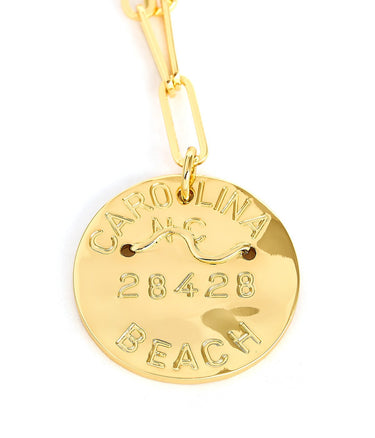 Beach Tag Charm Necklace – 18k Gold Plated - Lisi Lerch