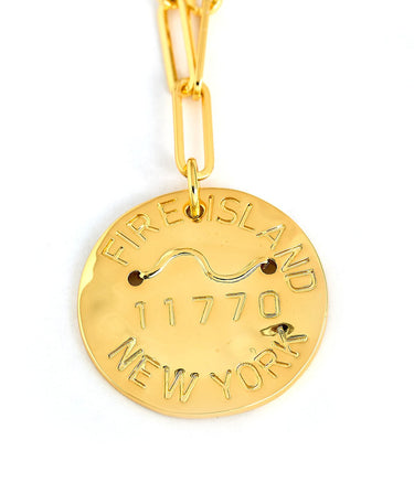 Beach Tag Charm Necklace – 18k Gold Plated - Lisi Lerch