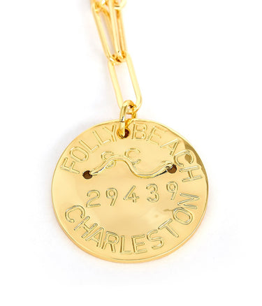 Beach Tag Charm Necklace – 18k Gold Plated - Lisi Lerch