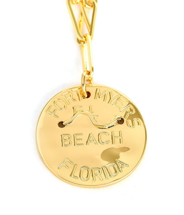 Beach Tag Charm Necklace – 18k Gold Plated - Lisi Lerch