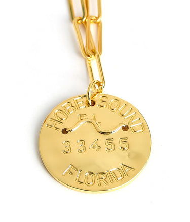 Beach Tag Charm Necklace – 18k Gold Plated - Lisi Lerch