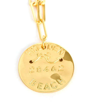 Beach Tag Charm Necklace – 18k Gold Plated - Lisi Lerch