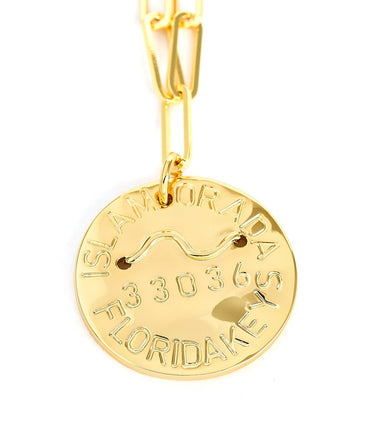Beach Tag Charm Necklace – 18k Gold Plated - Lisi Lerch
