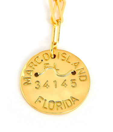Beach Tag Charm Necklace – 18k Gold Plated - Lisi Lerch