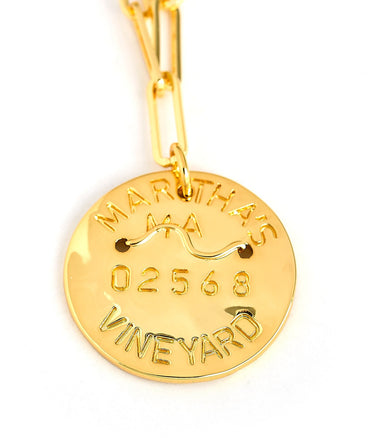 Beach Tag Charm Necklace – 18k Gold Plated - Lisi Lerch
