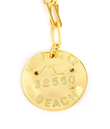 Beach Tag Charm Necklace – 18k Gold Plated - Lisi Lerch