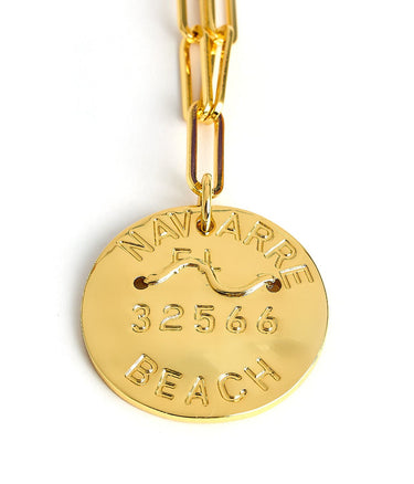 Beach Tag Charm Necklace – 18k Gold Plated - Lisi Lerch