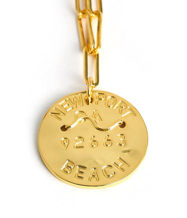 Beach Tag Charm Necklace – 18k Gold Plated - Lisi Lerch