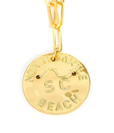 Beach Tag Charm Necklace – 18k Gold Plated - Lisi Lerch