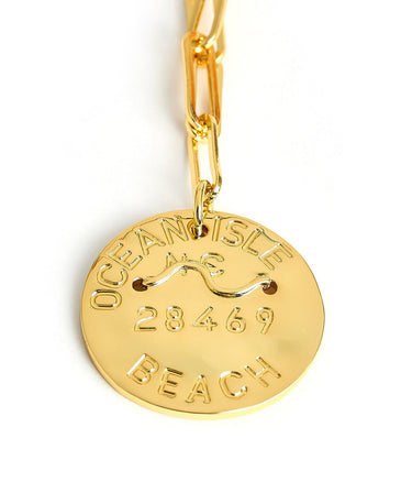 Beach Tag Charm Necklace – 18k Gold Plated - Lisi Lerch