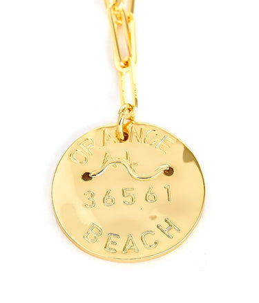 Beach Tag Charm Necklace – 18k Gold Plated - Lisi Lerch