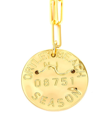 Beach Tag Charm Necklace – 18k Gold Plated - Lisi Lerch