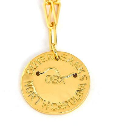 Beach Tag Charm Necklace – 18k Gold Plated - Lisi Lerch