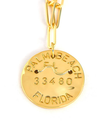 Beach Tag Charm Necklace – 18k Gold Plated - Lisi Lerch