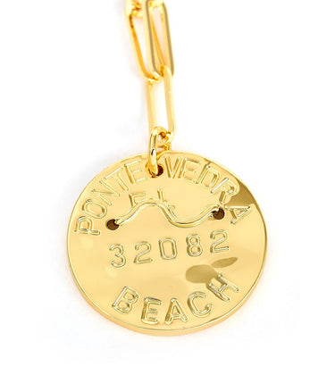 Beach Tag Charm Necklace – 18k Gold Plated - Lisi Lerch