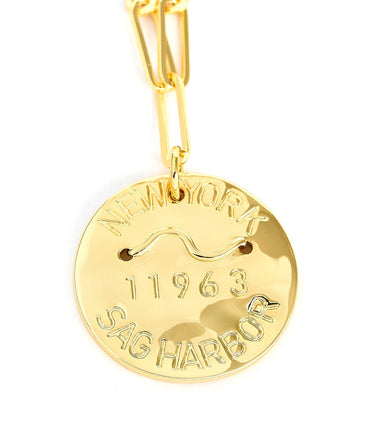 Beach Tag Charm Necklace – 18k Gold Plated - Lisi Lerch