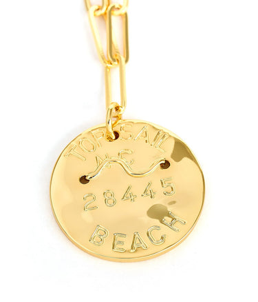 Beach Tag Charm Necklace – 18k Gold Plated - Lisi Lerch