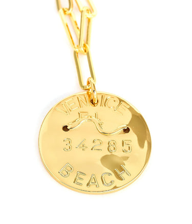 Beach Tag Charm Necklace – 18k Gold Plated - Lisi Lerch