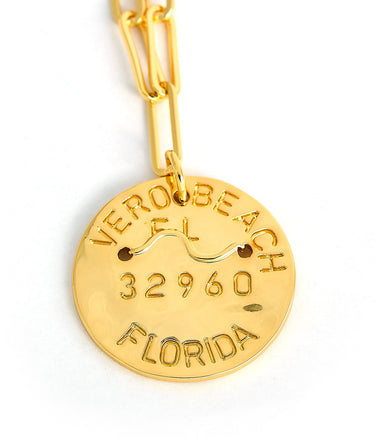 Beach Tag Charm Necklace – 18k Gold Plated - Lisi Lerch