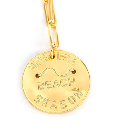 Beach Tag Charm Necklace – 18k Gold Plated - Lisi Lerch
