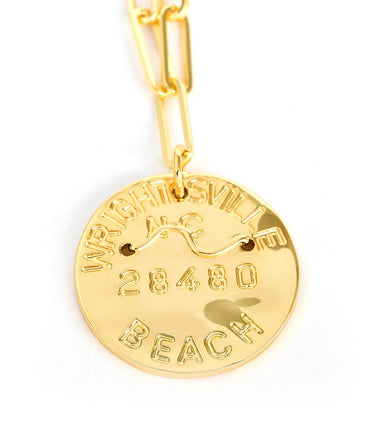 Beach Tag Charm Necklace – 18k Gold Plated - Lisi Lerch
