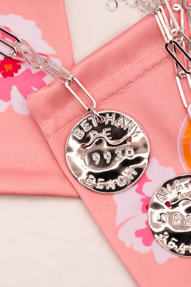 Beach Tag Charm Necklace – Sterling Silver Plated - Lisi Lerch