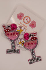 Beaded Martini Statement Earrings-Sample Sale- Final Sale - Lisi Lerch