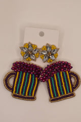 Beaded Mug Statement Earrings-Sample Sale- Final Sale - Lisi Lerch