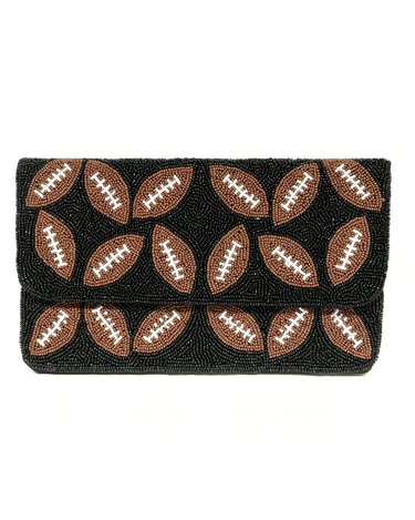 Black Football Beaded Clutch - Sample Sale- Final Sale - Lisi Lerch