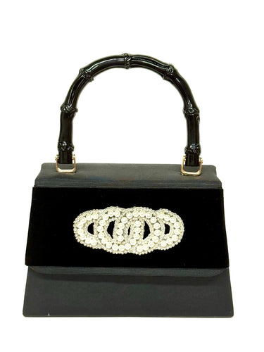 Black Lulu with Black Handle- Black Velvet Band 4 Pearl Ring- Sample Sale- Final Sale - Lisi Lerch