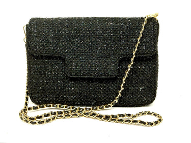 Black Metallic Tweed Chain Bag- Sample Sale- Final Sale - Lisi Lerch