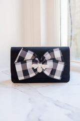 Black Ruby Suede - Black and White Plaid Bow - Small RS Bee - Lisi Lerch
