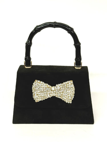 Black Suede Lulu with Black Handle- RS Silver Bow- Sample Sale- Final Sale - Lisi Lerch