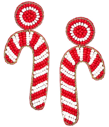 Candy Cane Beaded Earring - Lisi Lerch