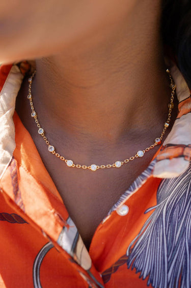 Chloe Bezel Necklace - 18k Gold Plated - Darby Clark Collection - Lisi Lerch