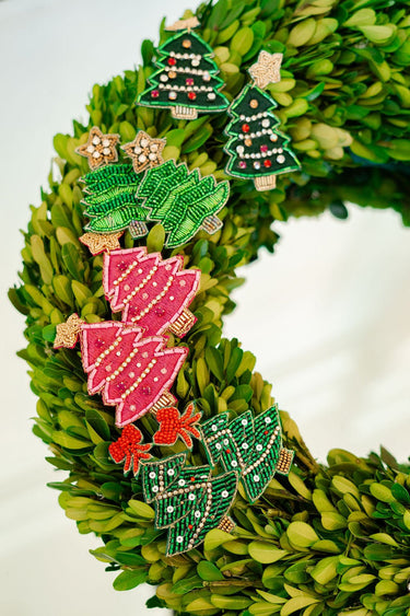 Christmas Tree Beaded Earring - Gold Star Top - Lisi Lerch