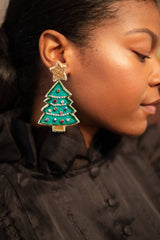 Christmas Tree Beaded Earring - Gold Star Top - Lisi Lerch