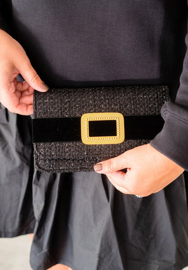 Coco Clutch - Black Velvet Band with Gold Buckle - Lisi Lerch