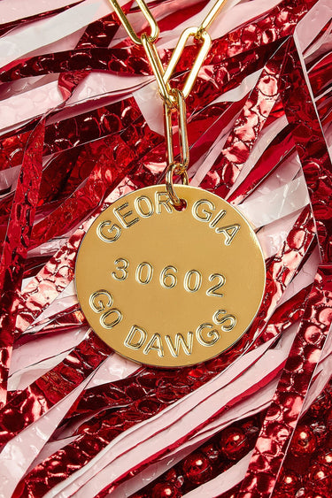 College Tag Charm Necklace - 18k Gold Plated Paper Clip Chain - Lisi Lerch