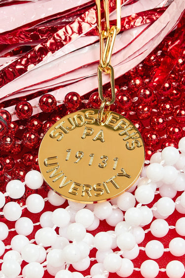 College Tag Charm Necklace - 18k Gold Plated Paper Clip Chain - Lisi Lerch