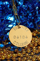 College Tag Charm Necklace - 18k Gold Plated Paper Clip Chain - Lisi Lerch