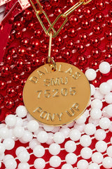 College Tag Charm Necklace - 18k Gold Plated Paper Clip Chain - Lisi Lerch