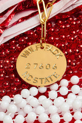 College Tag Charm Necklace - 18k Gold Plated Paper Clip Chain - Lisi Lerch