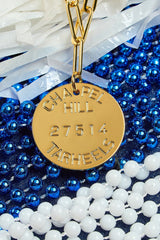 College Tag Charm Necklace - 18k Gold Plated Paper Clip Chain - Lisi Lerch