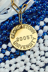 College Tag Charm Necklace - 18k Gold Plated Paper Clip Chain - Lisi Lerch